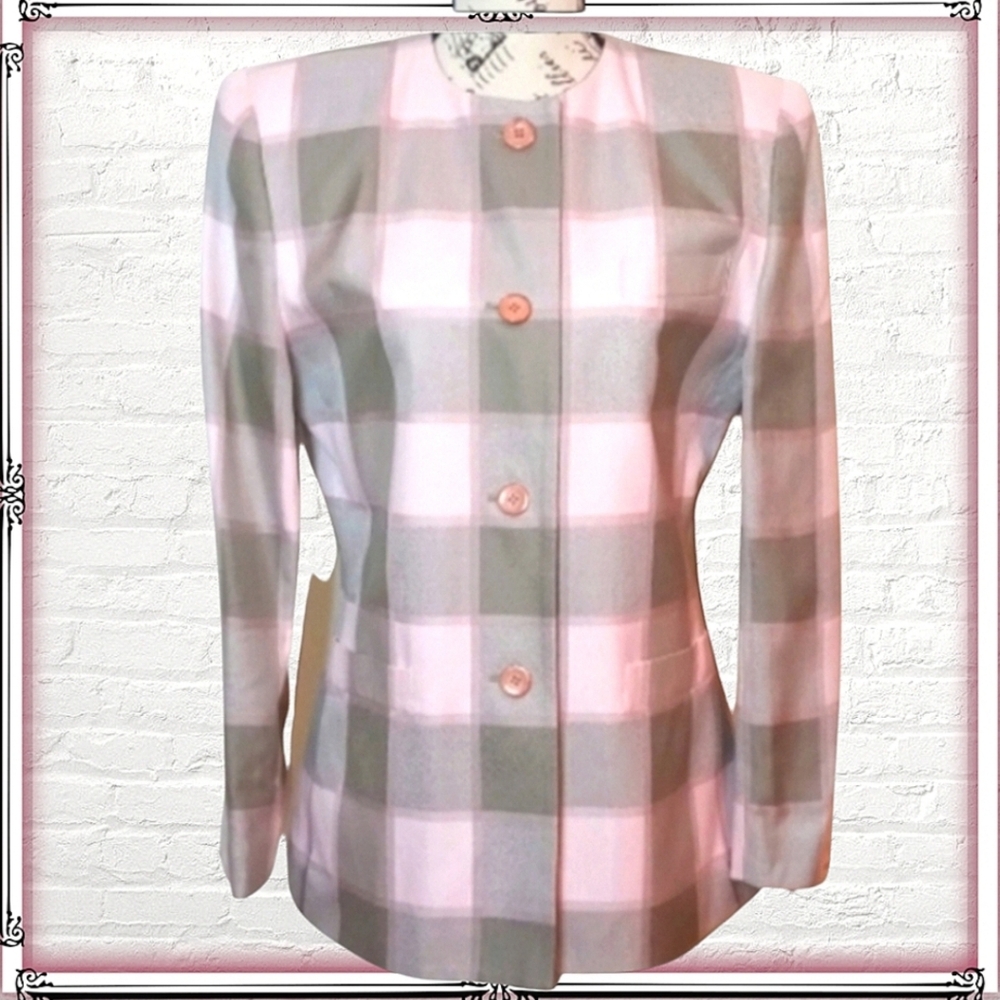 Vintage En Avance Pastel Pink & Brown Light Academia Blazer
